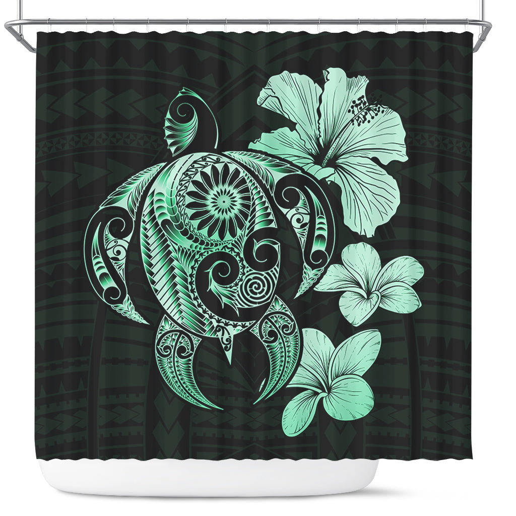 Hawaii Shower Curtain Hibiscus Plumeria Mix Polynesian Turtle