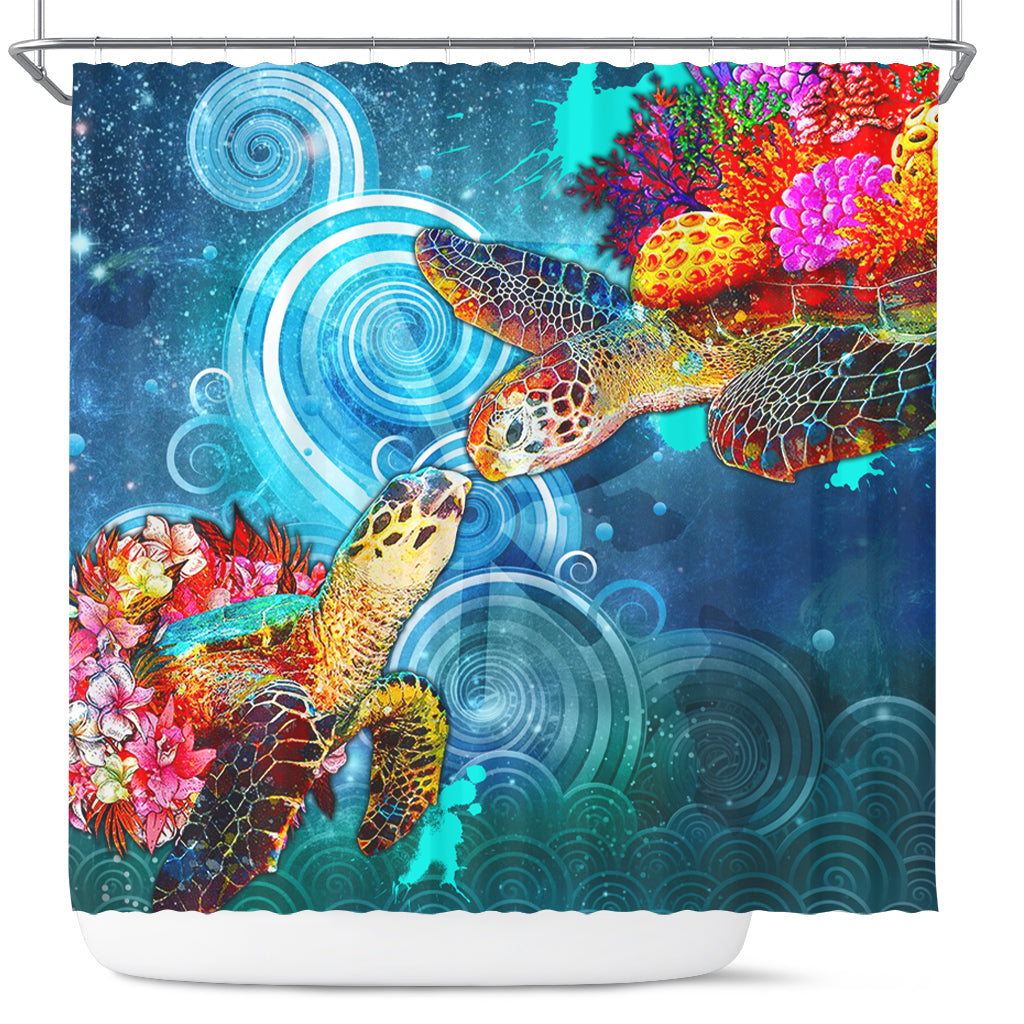 Hawaii Shower Curtain Turtle Kiss Ocean Galaxy