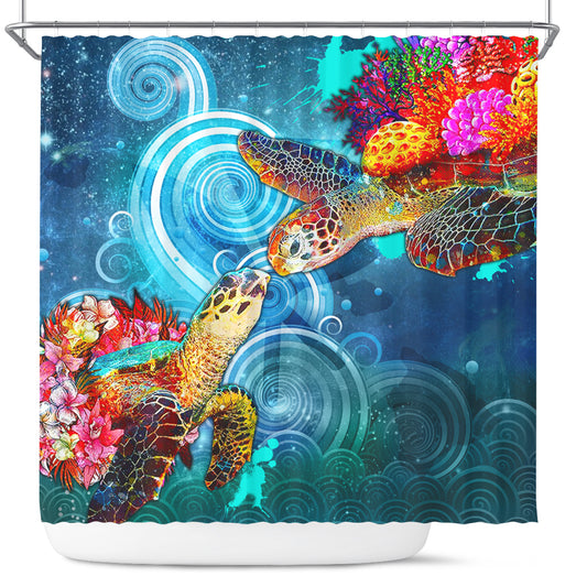 Hawaii Shower Curtain Turtle Kiss Ocean Galaxy