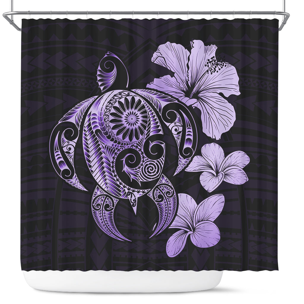 Hawaii Shower Curtain Hibiscus Plumeria Mix Polynesian Turtle