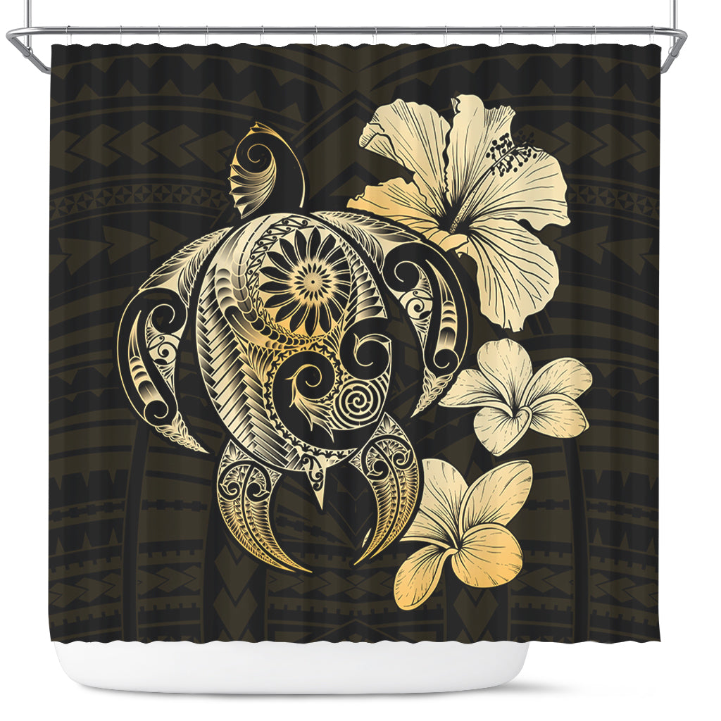 Hawaii Shower Curtain Hibiscus Plumeria Mix Polynesian Turtle