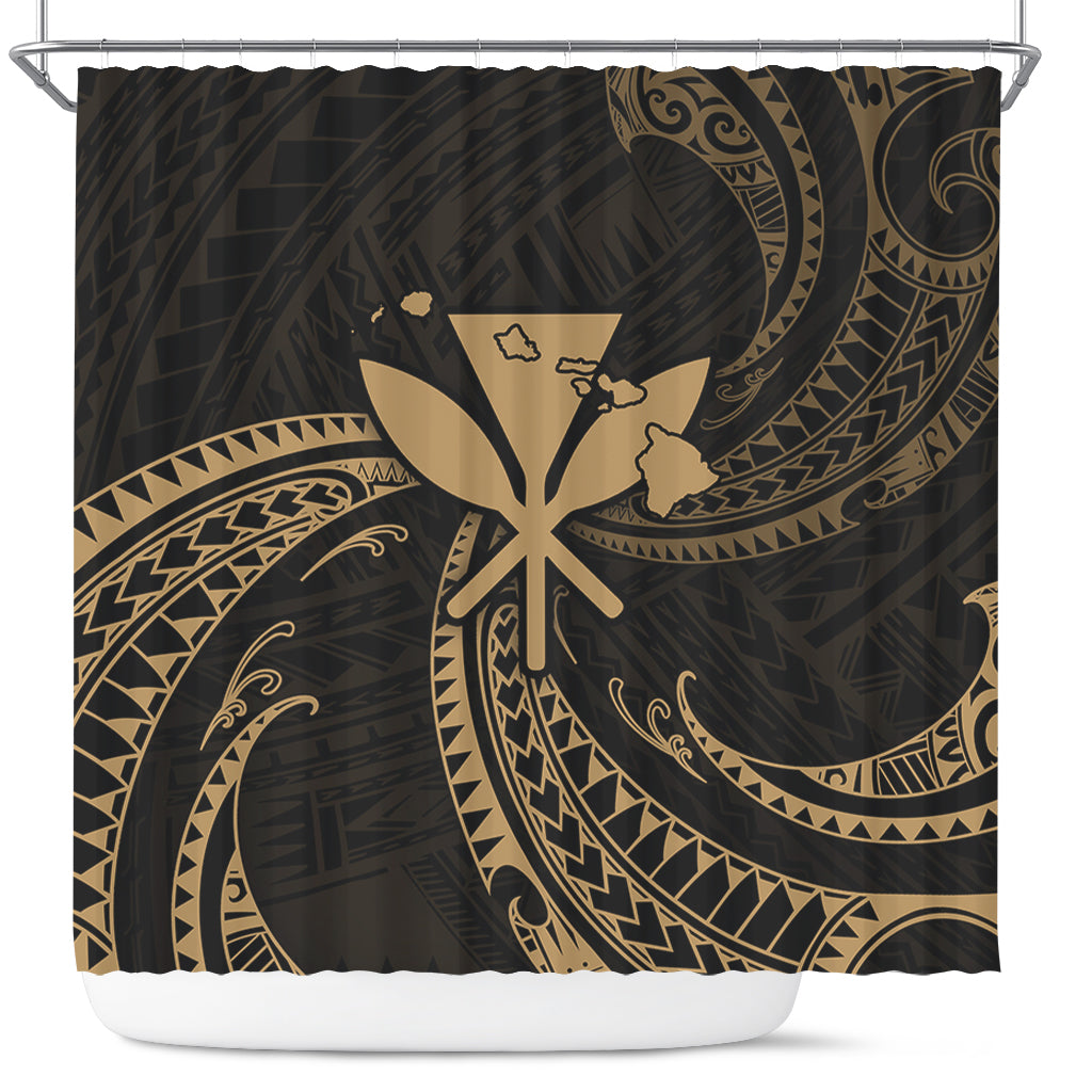 Hawaii Shower Curtain Kanaka Map Tribal Wave