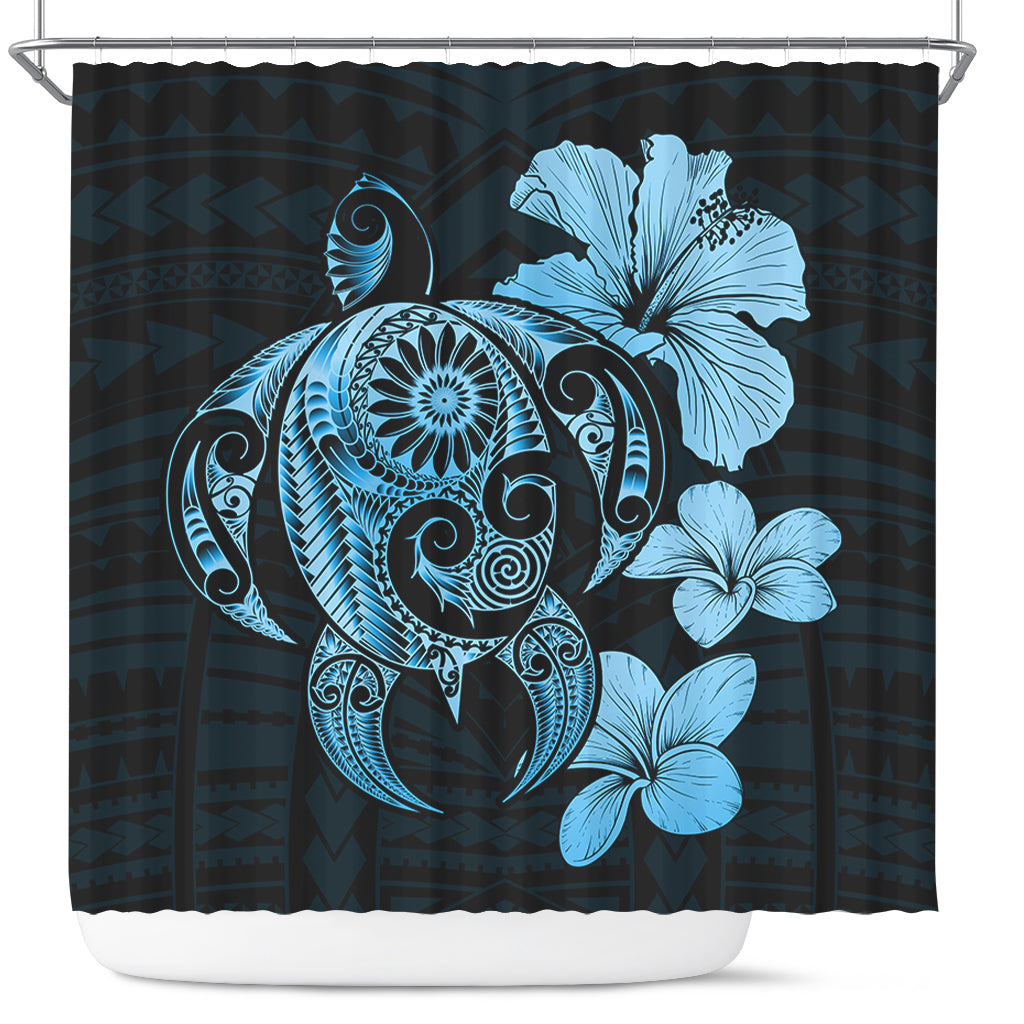 Hawaii Shower Curtain Hibiscus Plumeria Mix Polynesian Turtle