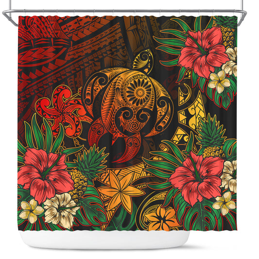 Hawaii Shower Curtain Tribal Polynesia Sea Turtle Design Pacific Dream