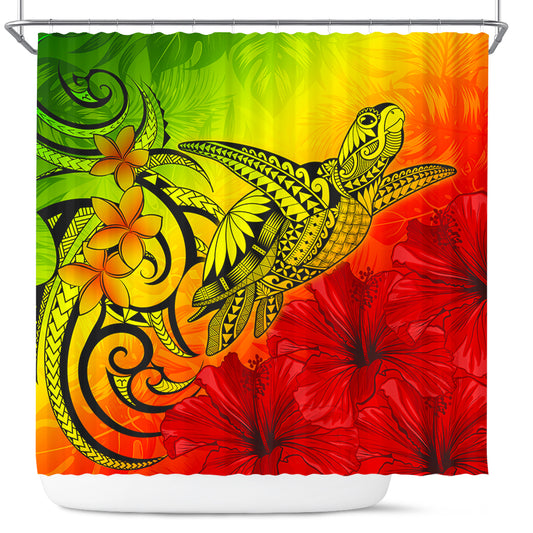 Hawaii Shower Curtain Tribal Polynesia Tropical Hibiscus Flower
