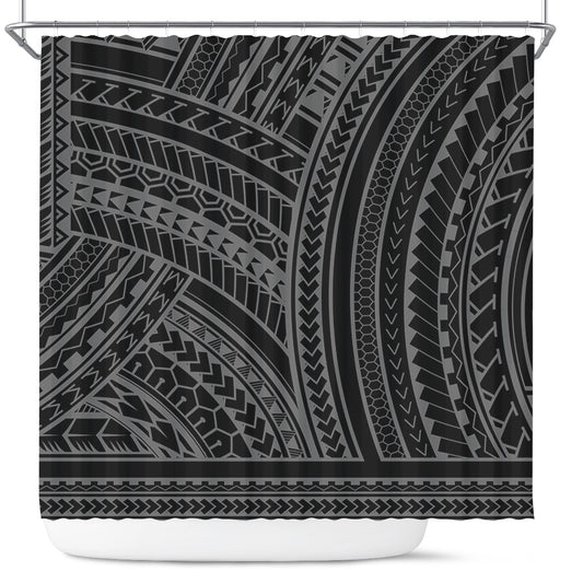Hawaii Shower Curtain Polynesia Pattern Gray