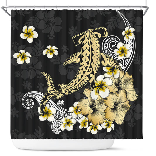 Hawaii Shower Curtain Hammerhead Shark Gold Tropical