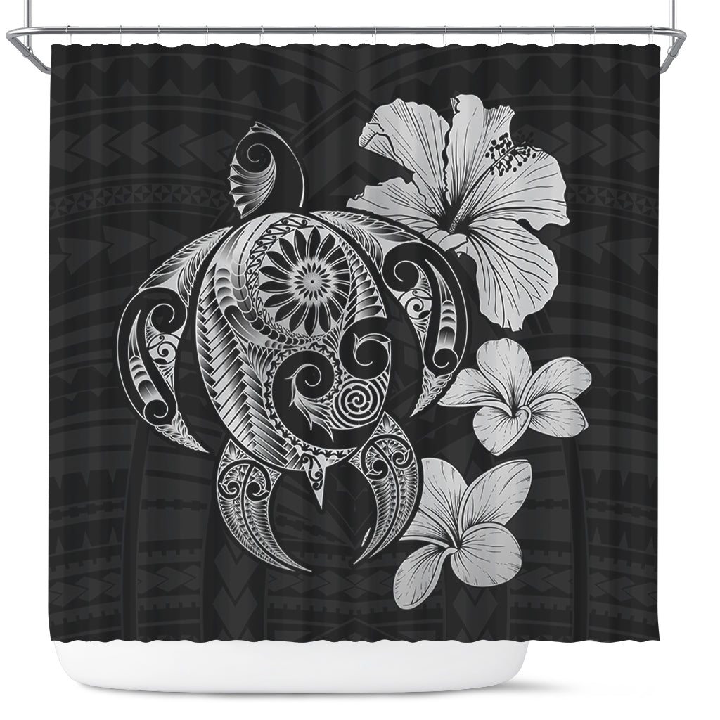 Hawaii Shower Curtain Hibiscus Plumeria Mix Polynesian Turtle