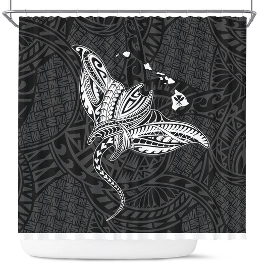 Hawaii Shower Curtain Hawaiian Map Polynesian Tribal Ray Tattoo