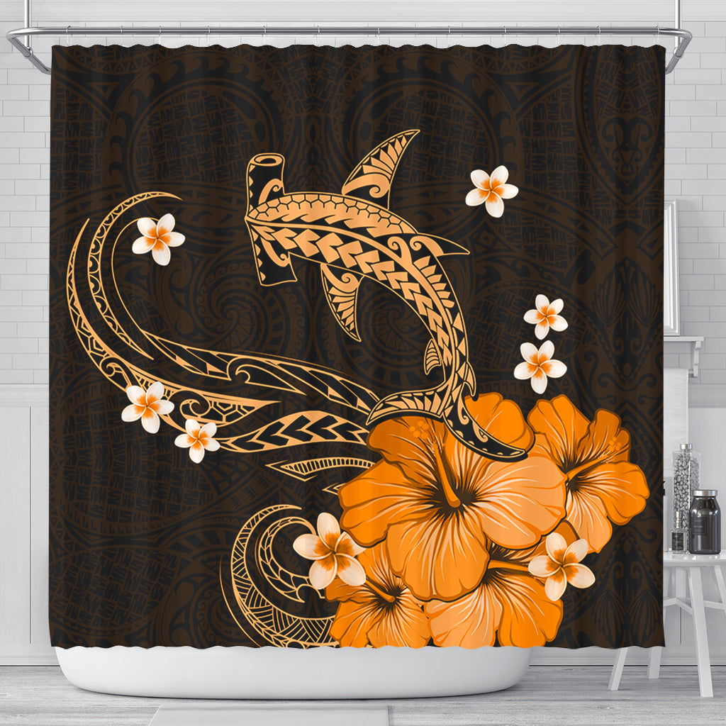 Hawaii Shower Curtain Shark Polynesia Tribal Tattoo