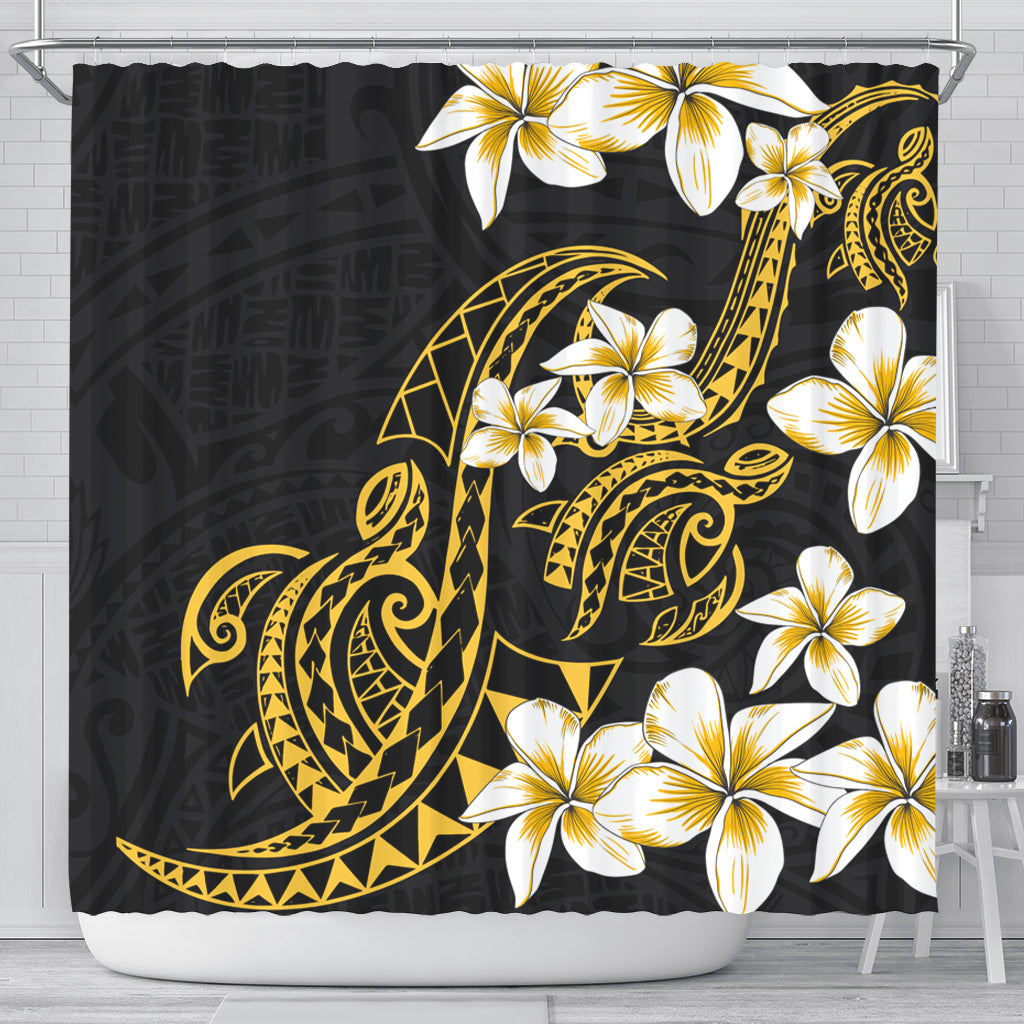 Hawaii Shower Curtain Polynesian Tribal Tattoo Plumeria Flower