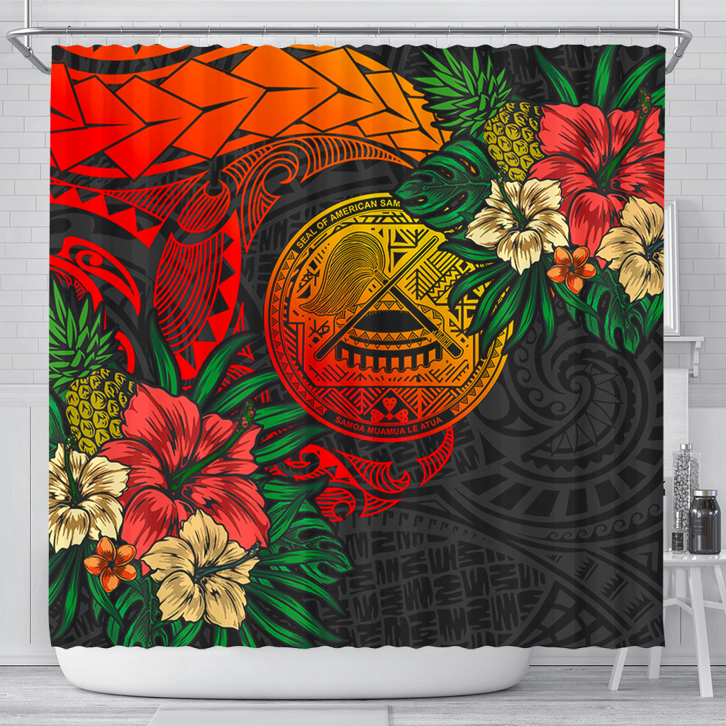 American Samoa Shower Curtain Polynesian Coat Of Arms Tropical