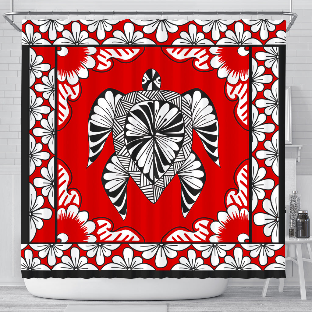 Tonga Shower Curtain Tapa Turtle Design