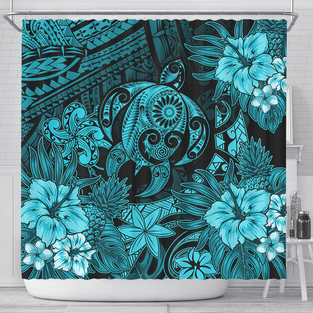 Hawaii Shower Curtain Tribal Polynesia Sea Turtle Design Pacific Dream