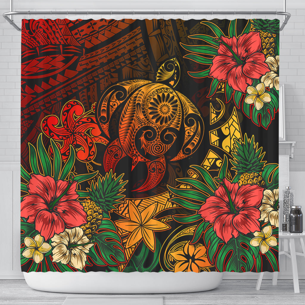 Hawaii Shower Curtain Tribal Polynesia Sea Turtle Design Pacific Dream