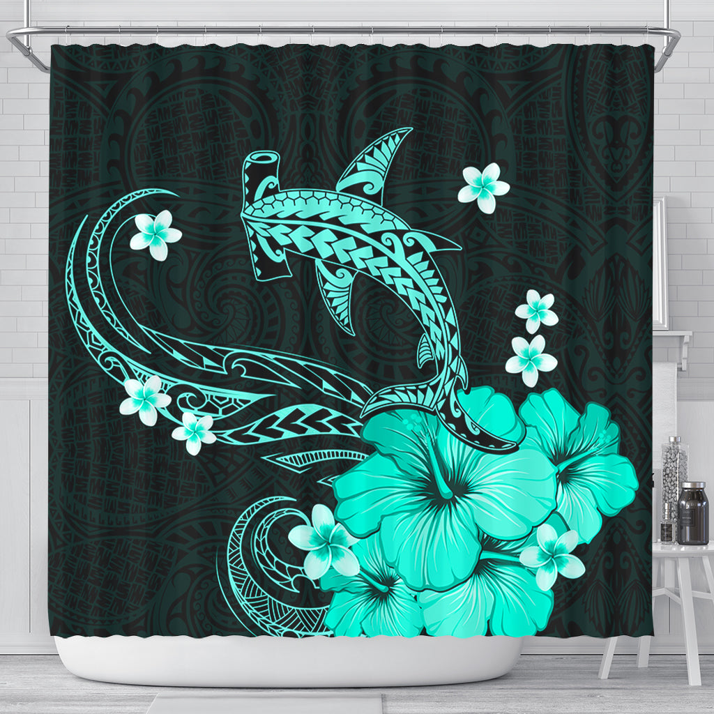 Hawaii Shower Curtain Shark Polynesia Tribal Tattoo