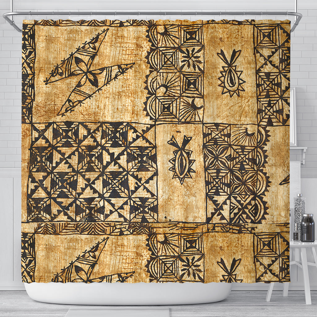 Tonga Shower Curtain Tapa Cloth Vintage
