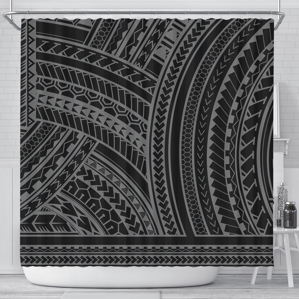 Hawaii Shower Curtain Polynesia Pattern Gray