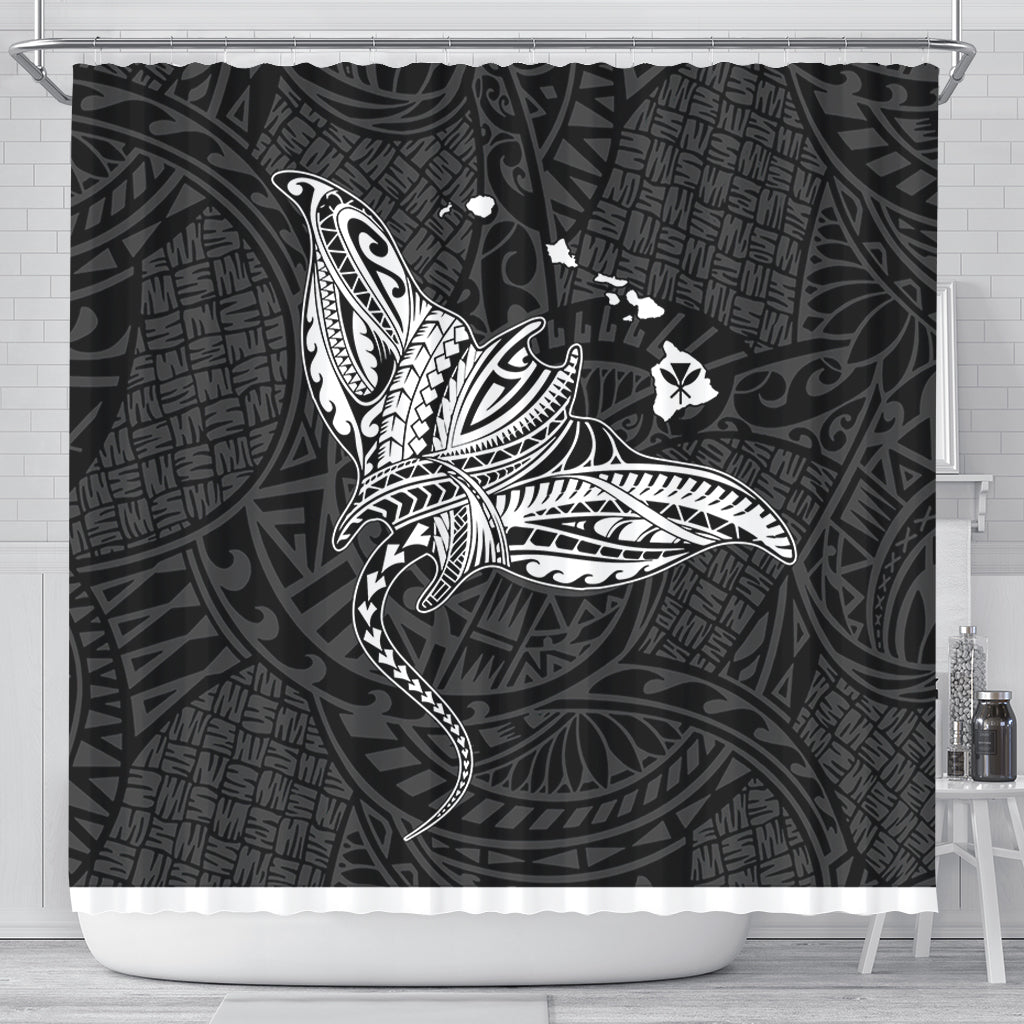 Hawaii Shower Curtain Hawaiian Map Polynesian Tribal Ray Tattoo
