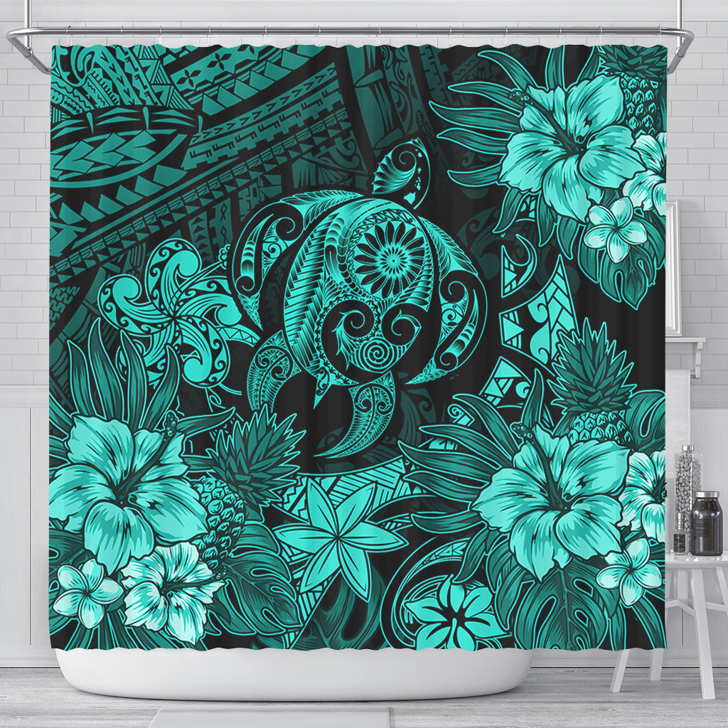 Hawaii Shower Curtain Tribal Polynesia Sea Turtle Design Pacific Dream