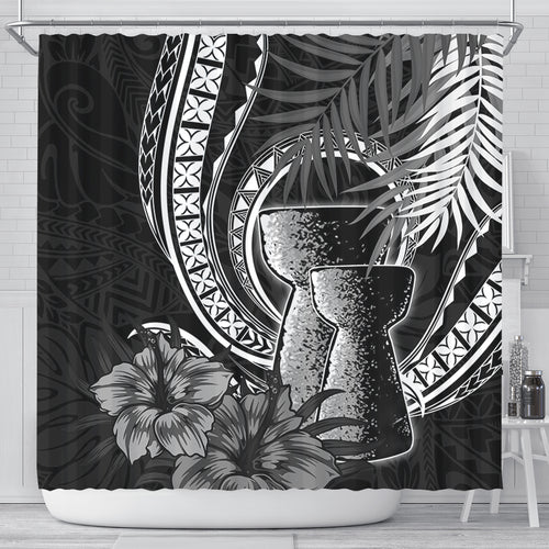 Guam Shower Curtain Tribal Latte Stone Tropical Style