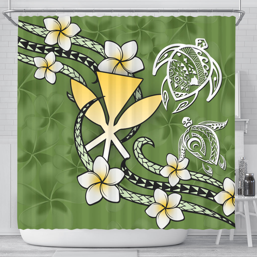 Hawaii Shower Curtain Kanaka And Turtle Map Plumeria Polynesia