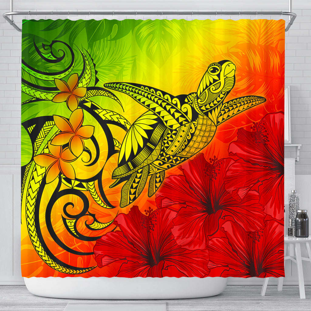 Hawaii Shower Curtain Tribal Polynesia Tropical Hibiscus Flower