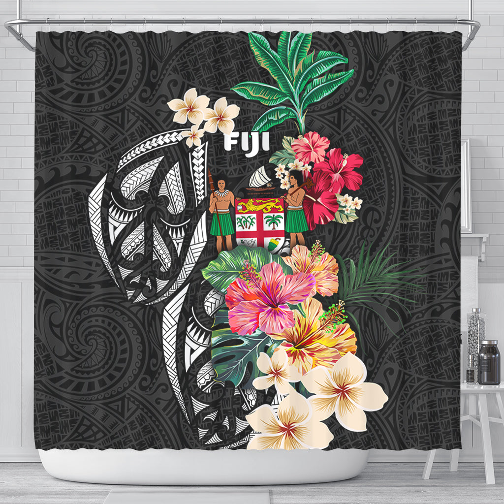 Fiji Shower Curtain Coat Of Arms Polynesian With Hibiscus