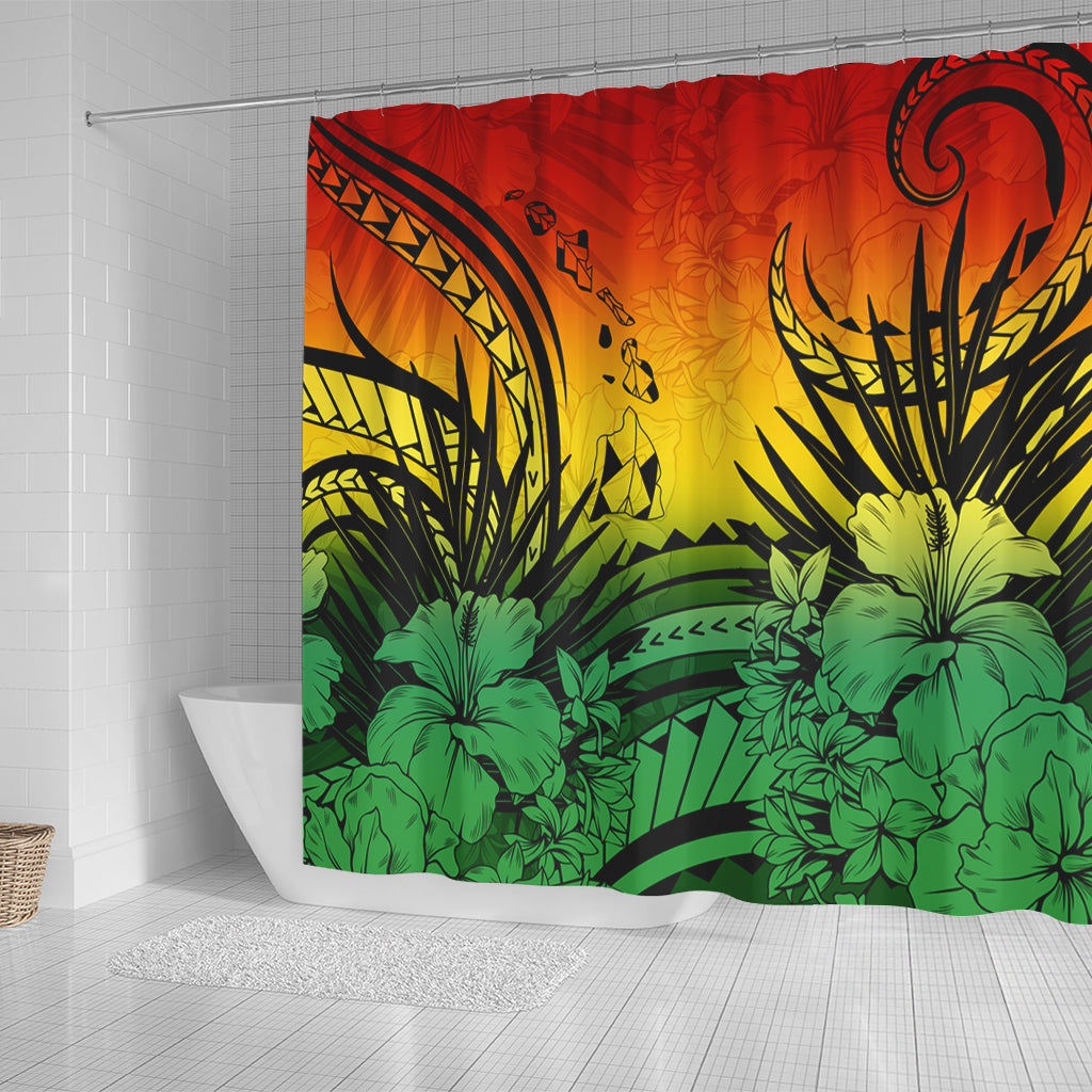 Hawaii Shower Curtain Map Polynesian Tattoo Tropical Summer