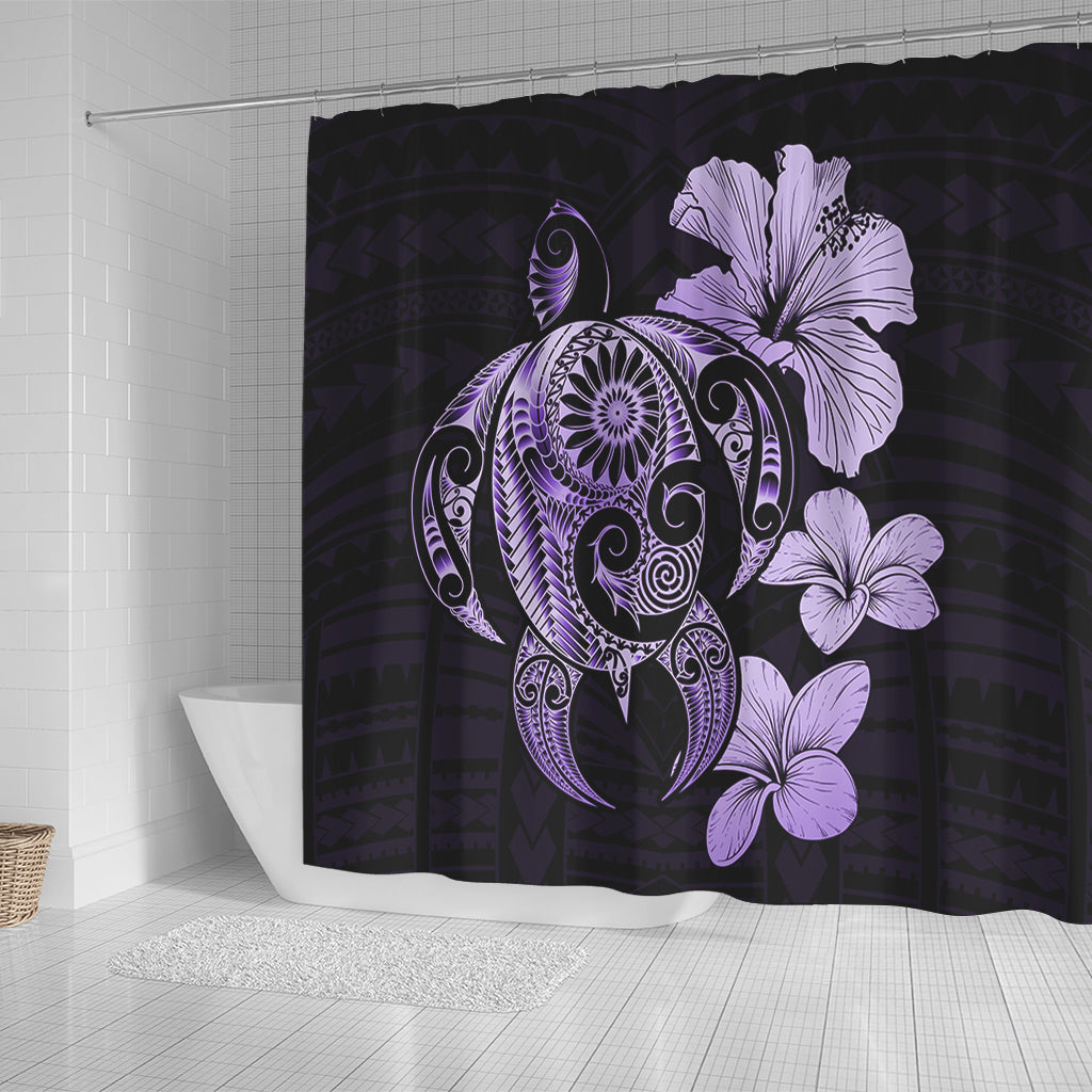 Hawaii Shower Curtain Hibiscus Plumeria Mix Polynesian Turtle