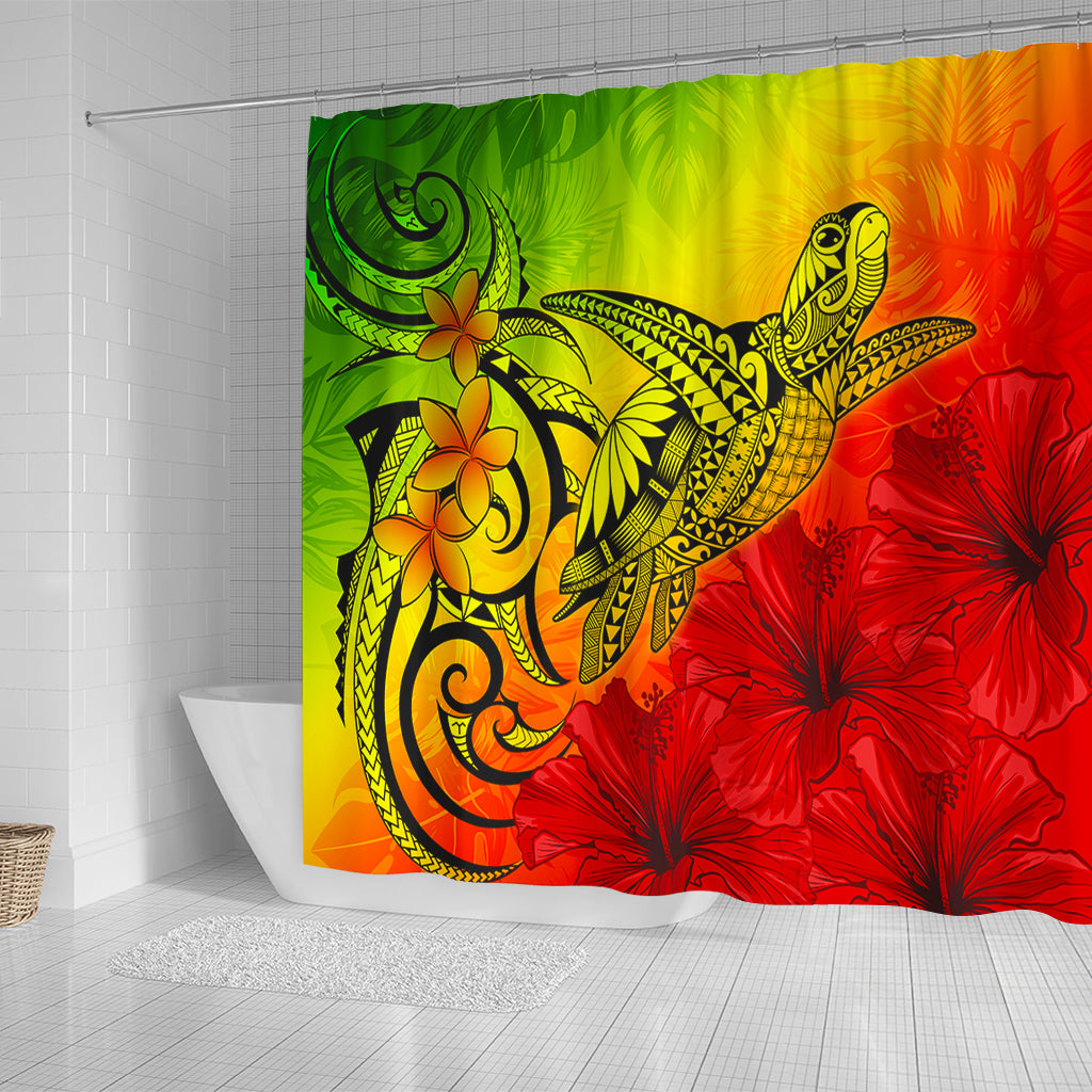 Hawaii Shower Curtain Tribal Polynesia Tropical Hibiscus Flower