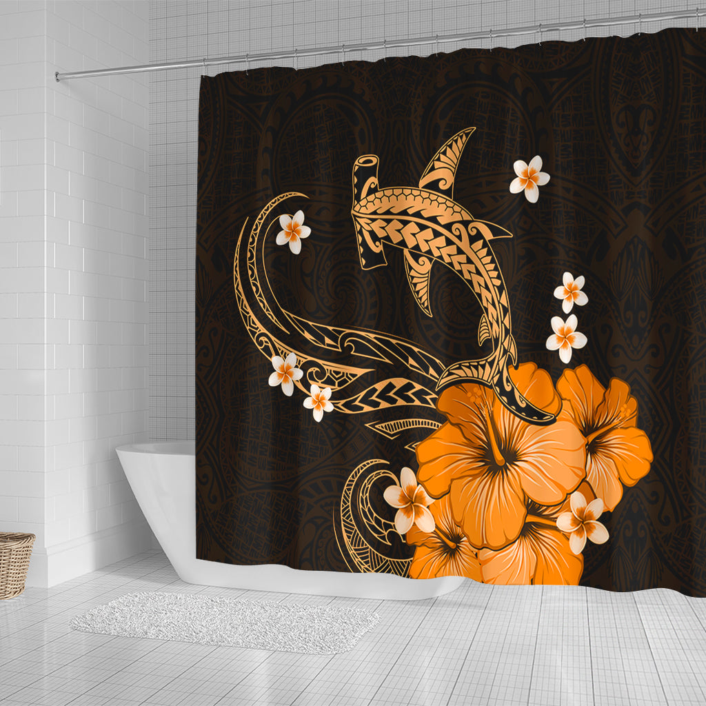 Hawaii Shower Curtain Shark Polynesia Tribal Tattoo