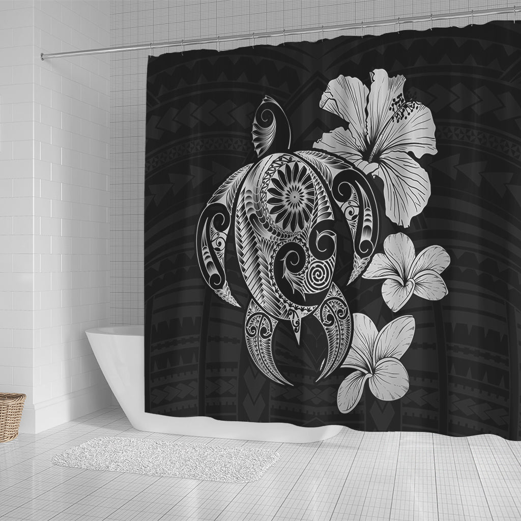 Hawaii Shower Curtain Hibiscus Plumeria Mix Polynesian Turtle