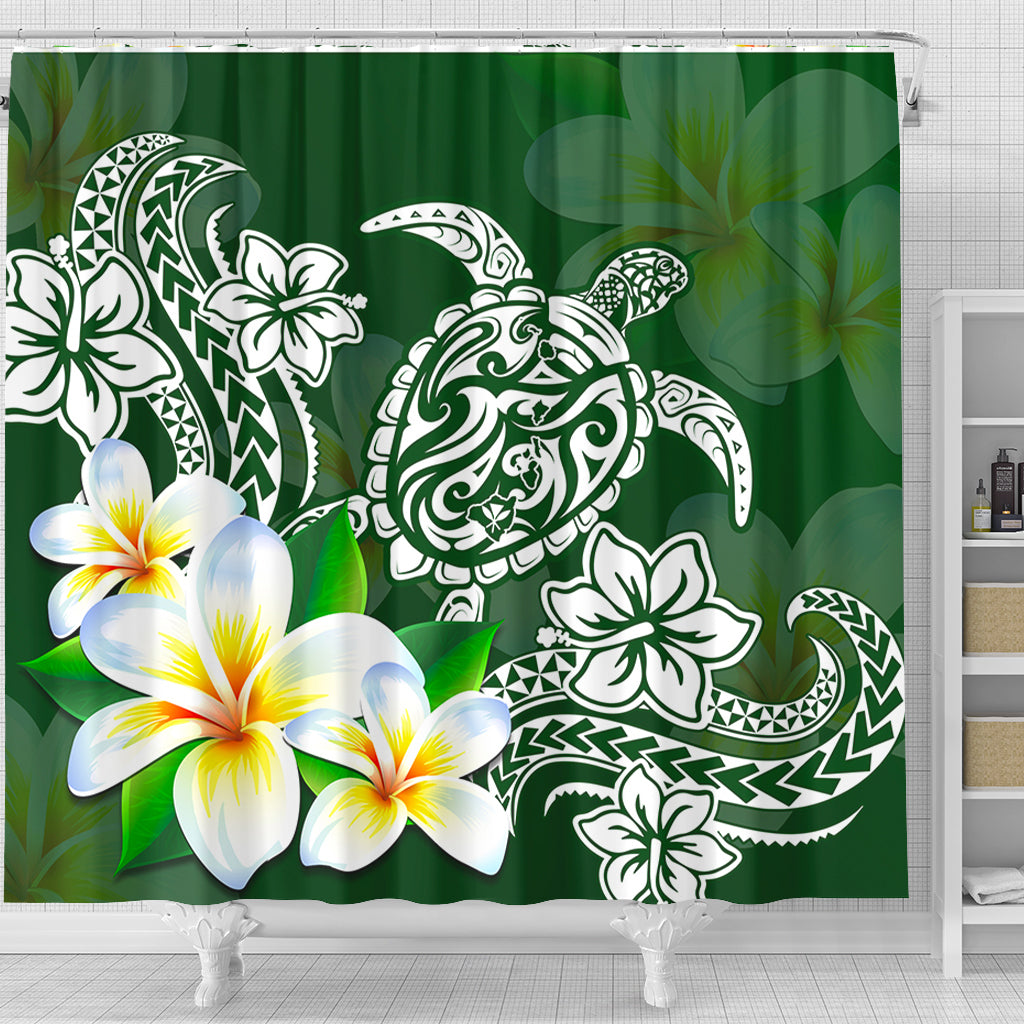 Hawaii Shower Curtain Polynesian Turtle Tattoo Plumeria Original Style