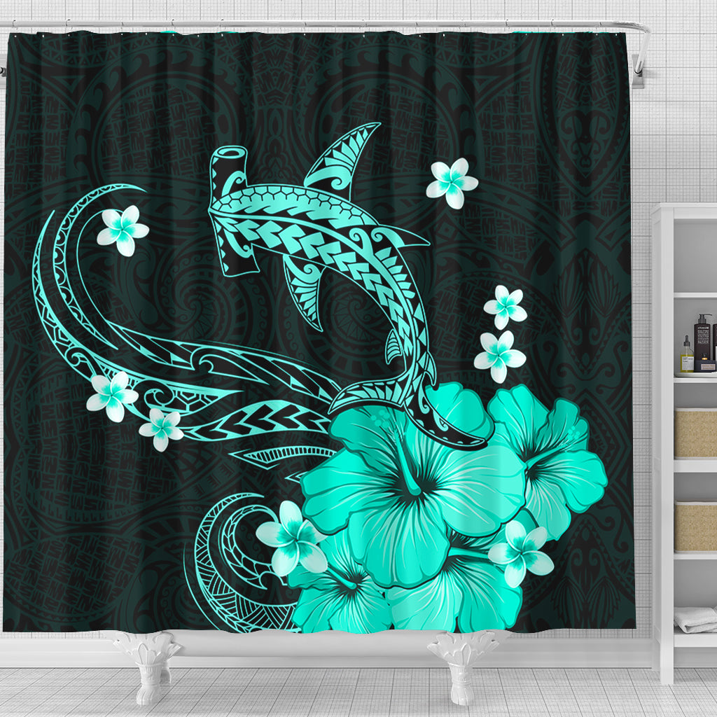Hawaii Shower Curtain Shark Polynesia Tribal Tattoo