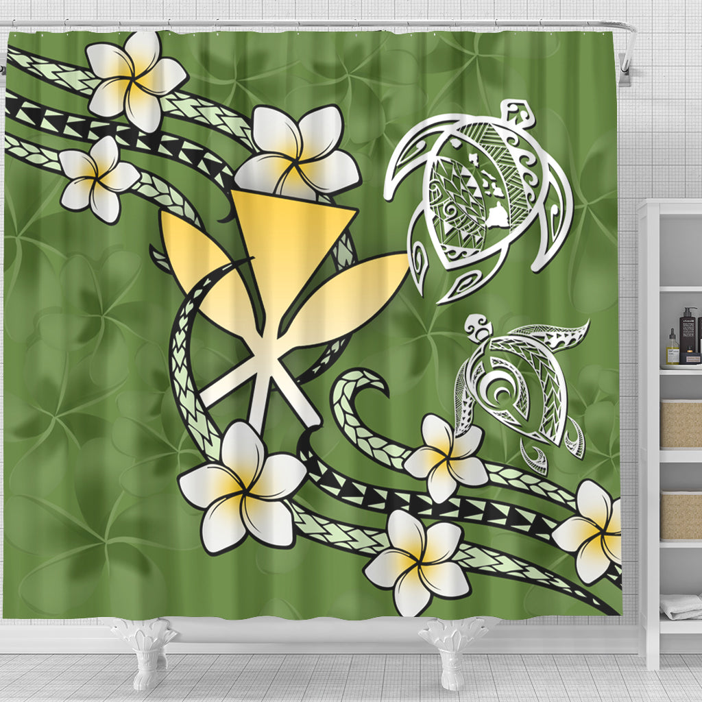 Hawaii Shower Curtain Kanaka And Turtle Map Plumeria Polynesia