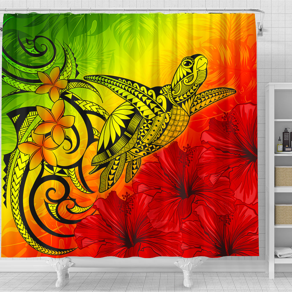 Hawaii Shower Curtain Tribal Polynesia Tropical Hibiscus Flower