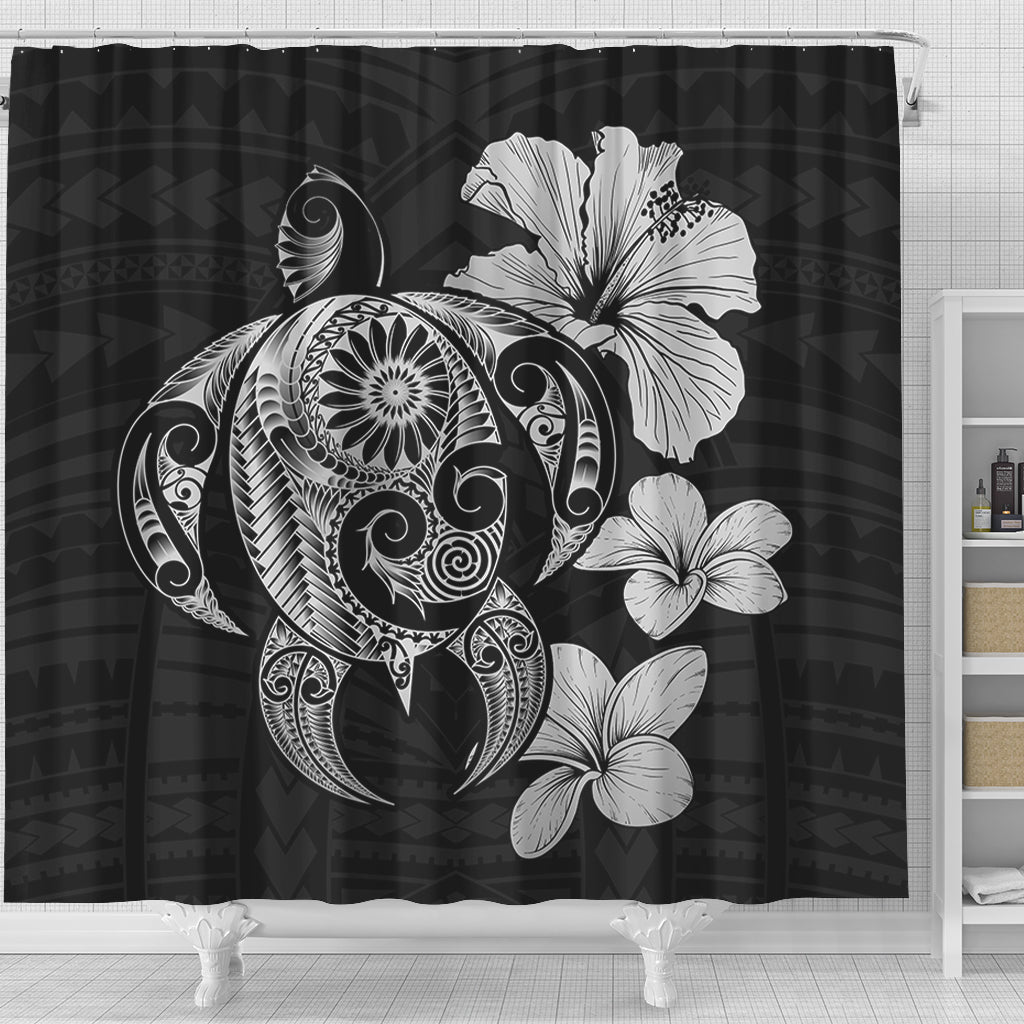 Hawaii Shower Curtain Hibiscus Plumeria Mix Polynesian Turtle