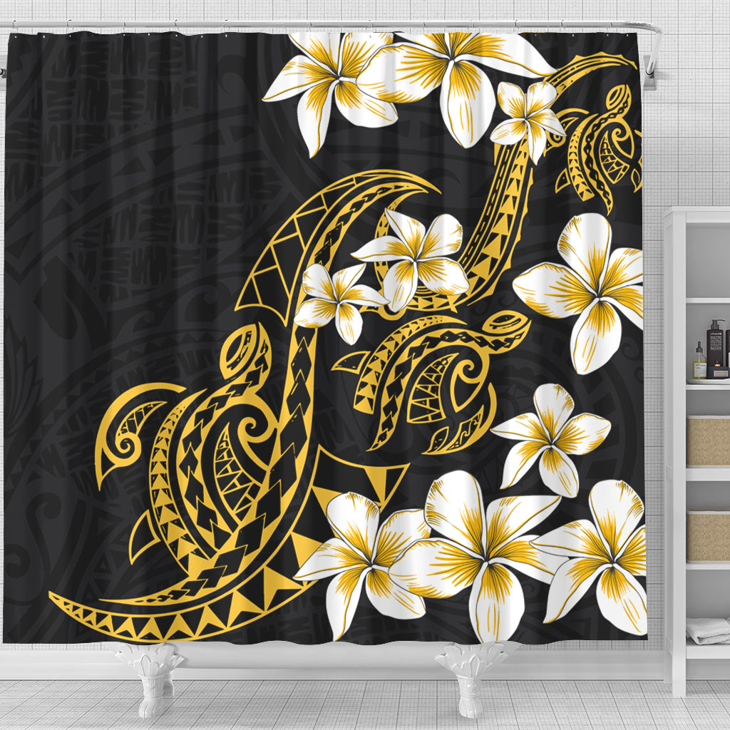 Hawaii Shower Curtain Polynesian Tribal Tattoo Plumeria Flower