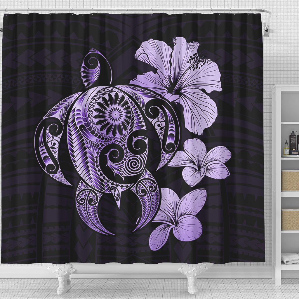 Hawaii Shower Curtain Hibiscus Plumeria Mix Polynesian Turtle