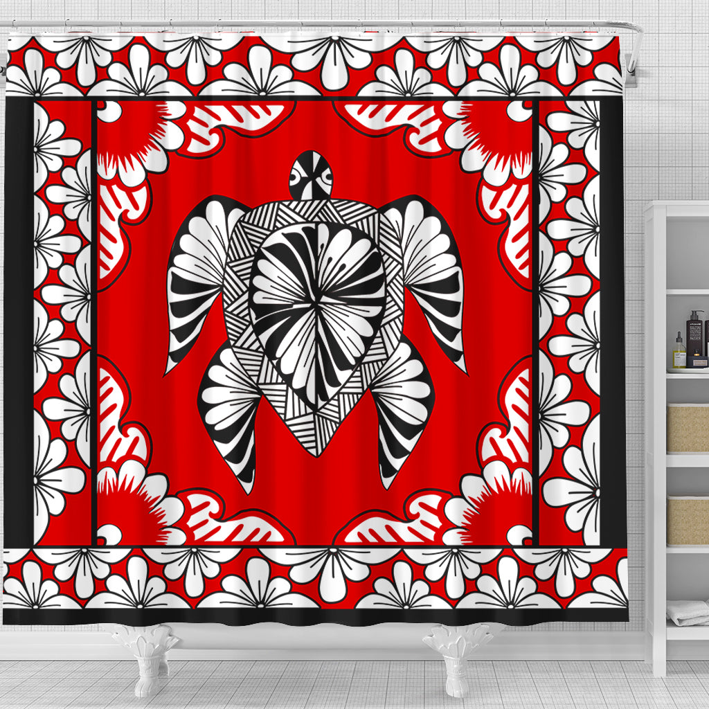 Tonga Shower Curtain Tapa Turtle Design