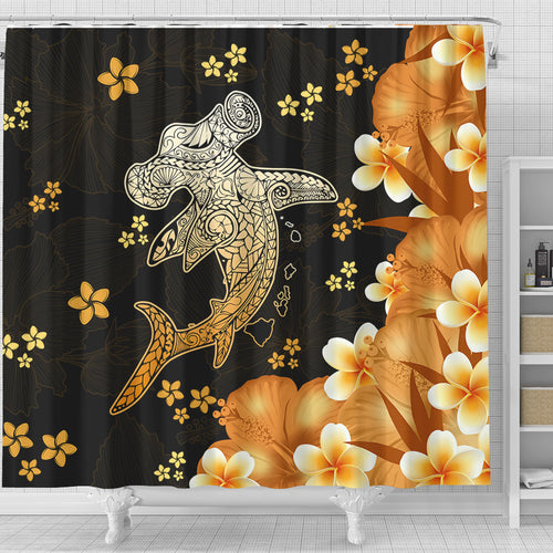 Hawaii Shower Curtain Tribal Polynesia Shark Tattoo