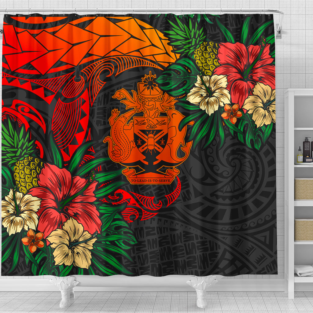 Solomon Islands Shower Curtain Polynesian Coat Of Arms Tropical