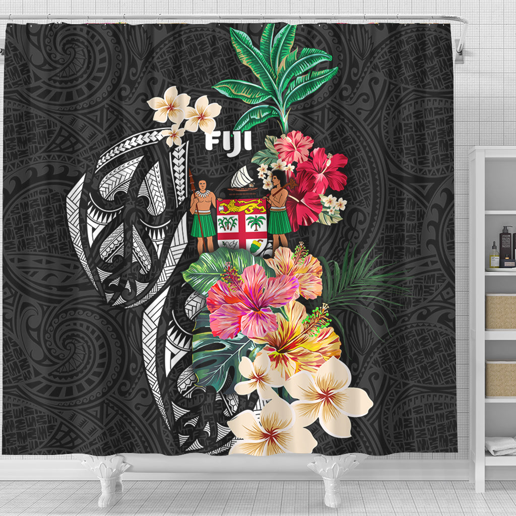 Fiji Shower Curtain Coat Of Arms Polynesian With Hibiscus