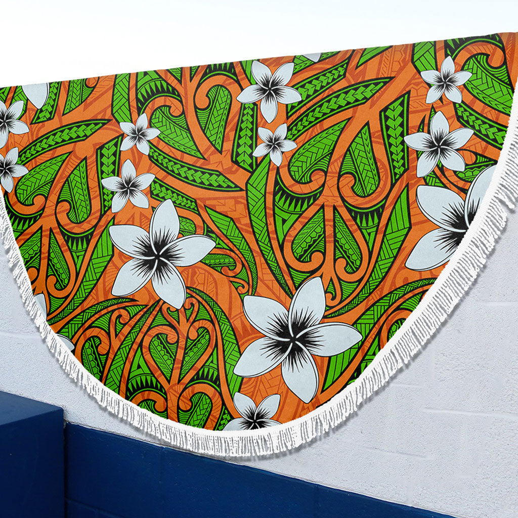 New Zealand Beach Blanket Maori Pattern Plumeria