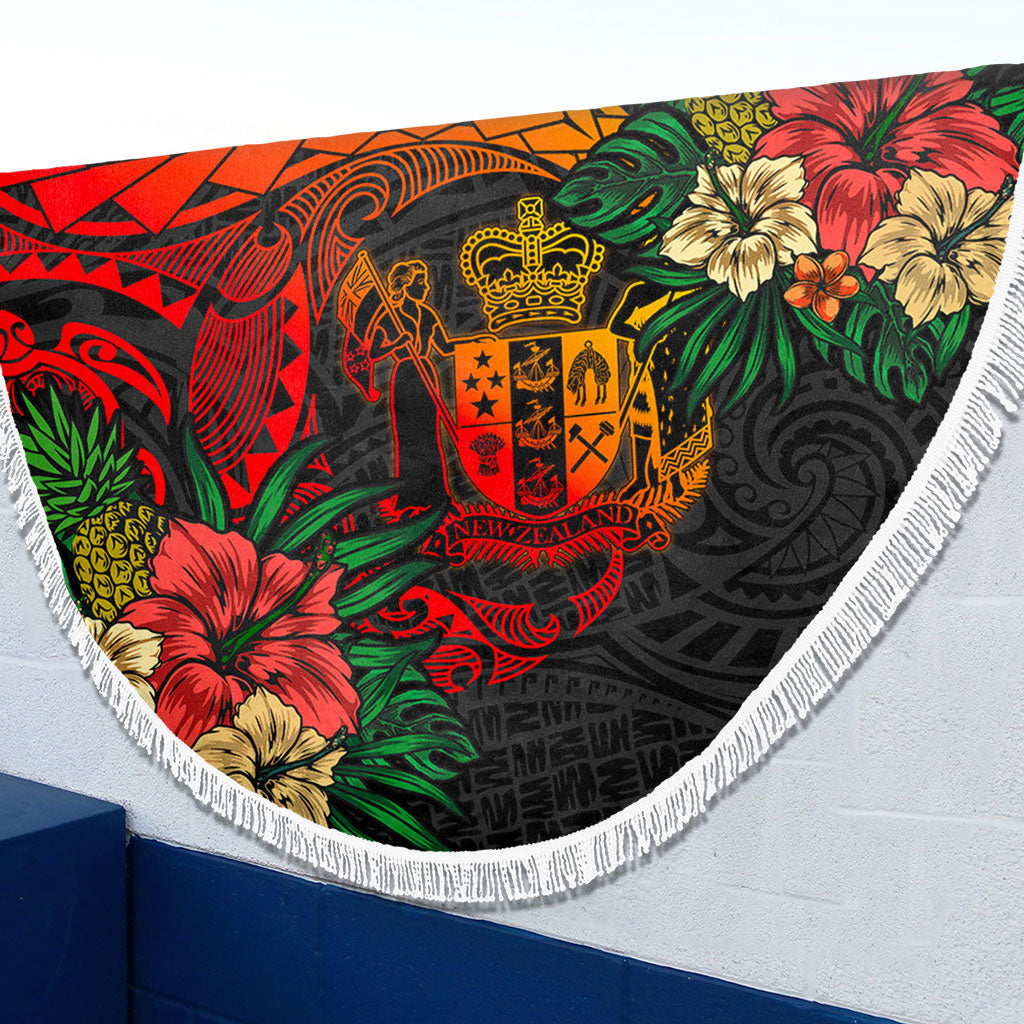 New Zealand Beach Blanket Polynesian Coat Of Arms Tropical