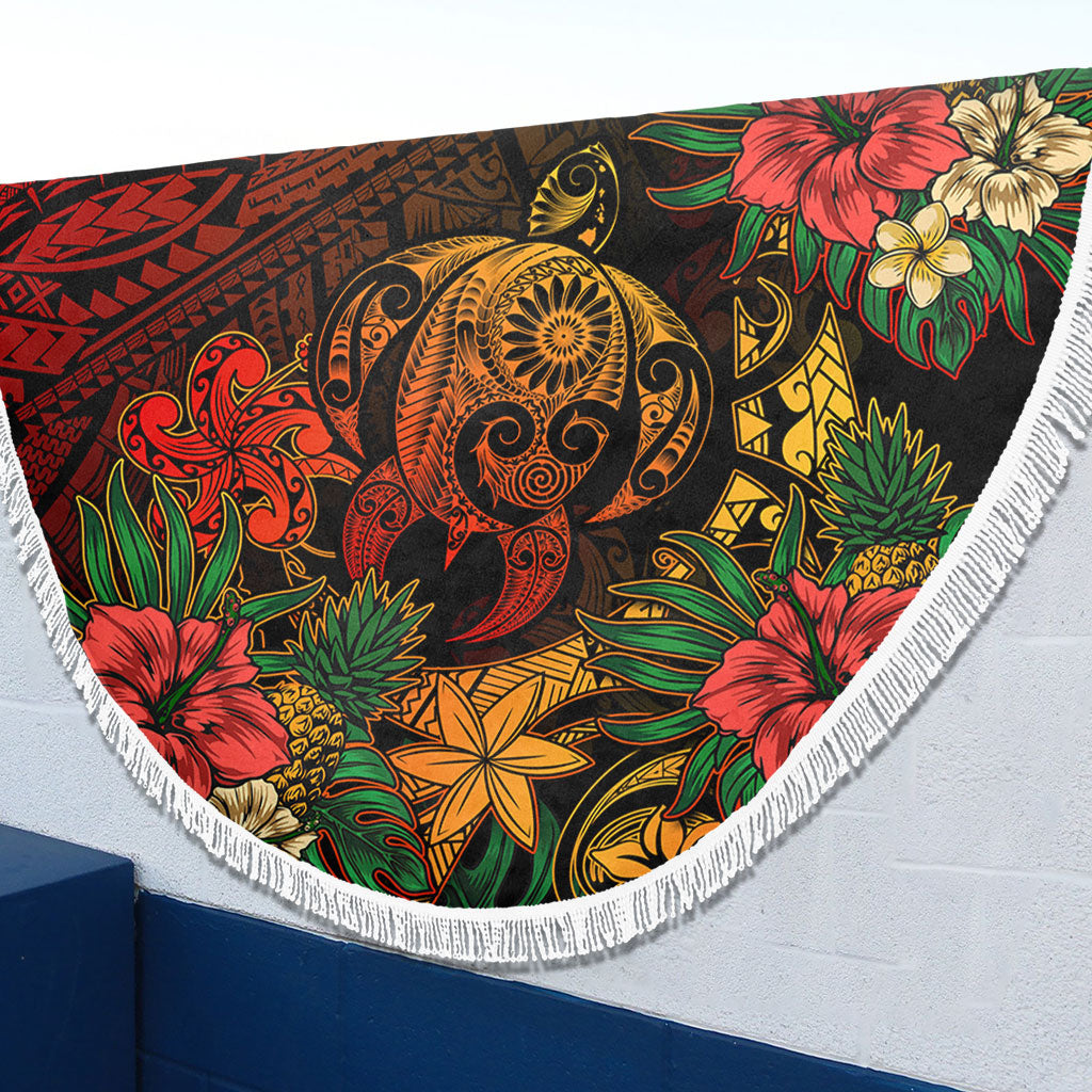 Hawaii Beach Blanket Tribal Polynesia Sea Turtle Design Pacific Dream