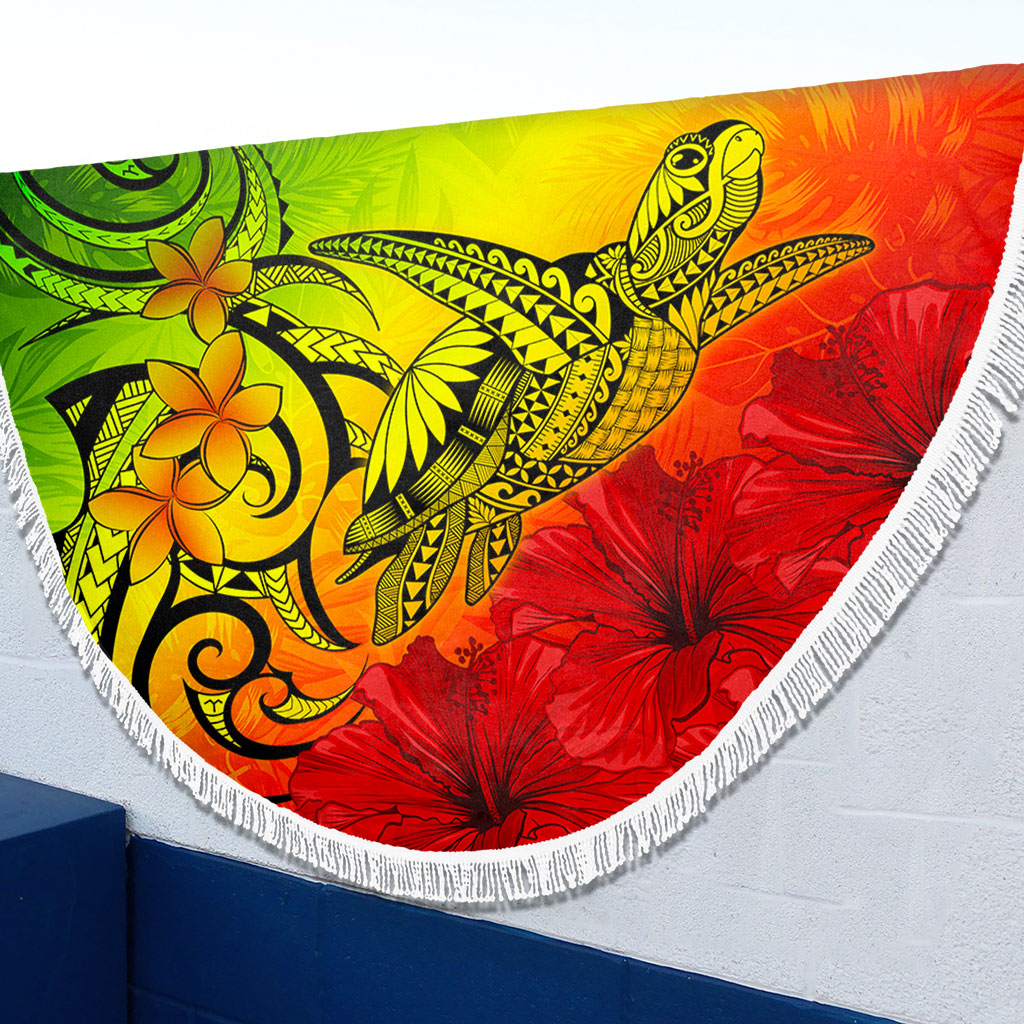 Hawaii Beach Blanket Tribal Polynesia Tropical Hibiscus Flower