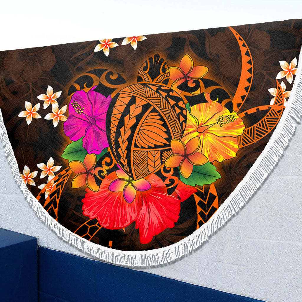 Hawaii Beach Blanket Polynesia Tribal Turtle Tropical Flower