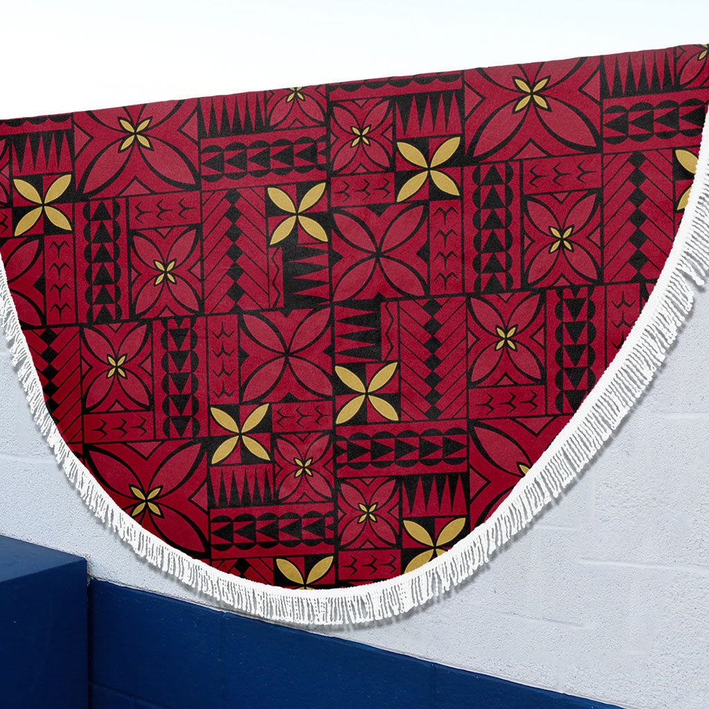 Samoa Beach Blanket Siapo Design Tribal Pattern Red